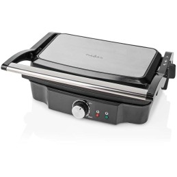 NEDIS kontaktní gril/ výkon 1500 W/ velikost desky 27,8 x 17 cm/ nerezová ocel/plast/ černo-stříbrný