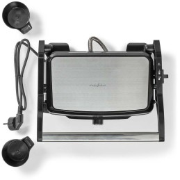 NEDIS kontaktní gril/ výkon 1500 W/ velikost desky 27,8 x 17 cm/ nerezová ocel/plast/ černo-stříbrný
