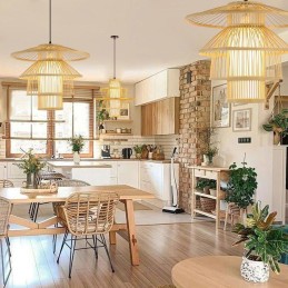 IMMAX BOHO PINCHOS designové závěsné svítidlo, D50cm, E27, bambusové dřevo