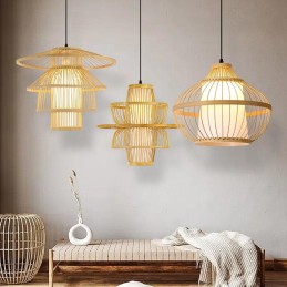 IMMAX BOHO PINCHOS designové závěsné svítidlo, D50cm, E27, bambusové dřevo