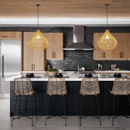 IMMAX BOHO PELO designové závěsné svítidlo, D40cm, E27, přírodní ratan