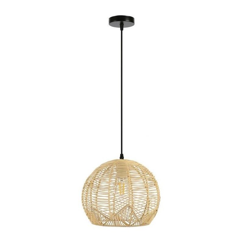 IMMAX BOHO PELO designové závěsné svítidlo, D30cm, E27, přírodní ratan