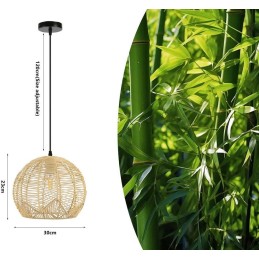 IMMAX BOHO PELO designové závěsné svítidlo, D30cm, E27, přírodní ratan