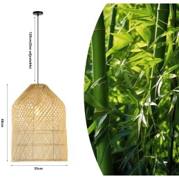 IMMAX BOHO PELO designové závěsné svítidlo, D35cm, E27, přírodní ratan