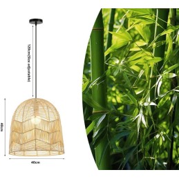 IMMAX BOHO PELO designové závěsné svítidlo, D40cm, E27, přírodní ratan