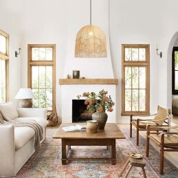 IMMAX BOHO PELO designové závěsné svítidlo, D50cm, E27, přírodní ratan