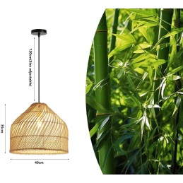 IMMAX BOHO PELO designové závěsné svítidlo, D40cm, E27, přírodní ratan