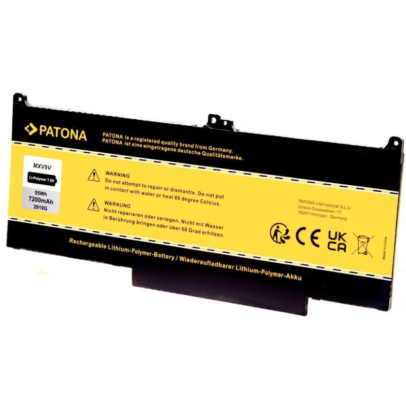 PATONA baterie pro ntb DELL Latitude 13 5300/7300 7200mAh Li-Pol 7,6V MXV9V