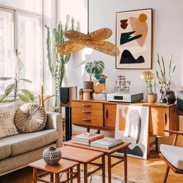 IMMAX BOHO MARIPOSA designové závěsné svítidlo, D50cm, E27, přírodní juta