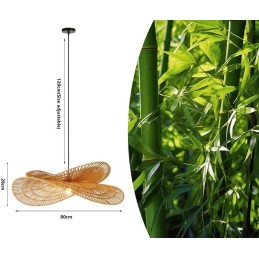 IMMAX BOHO MARIPOSA designové závěsné svítidlo, D80cm, E27, přírodní juta