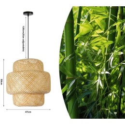 IMMAX BOHO HILO designové závěsné svítidlo, D50cm, E27, bambus