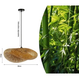 IMMAX BOHO HILO designové závěsné svítidlo, D60cm, E27, bambus