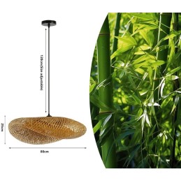 IMMAX BOHO HILO designové závěsné svítidlo, D80cm, E27, bambus