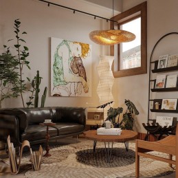 IMMAX BOHO HILO designové závěsné svítidlo, D80cm, E27, bambus