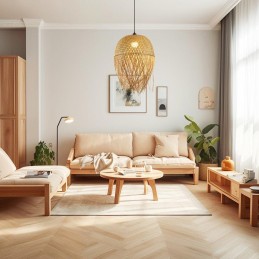 IMMAX BOHO HILO designové závěsné svítidlo, D45cm, E27, bambus