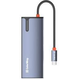 COLORWAY 6v1 USB hub/ 1x USB-C/ 1x HDMI/ 3x USB-A/ 1x RJ45