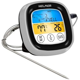 HELMER digitální vpichový kuchyňský teploměr TM 23/ LCD displej/ - 20 až 300 °C/ černo-stříbrný