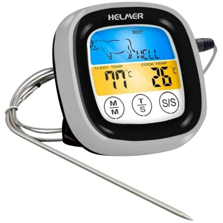 HELMER digitální vpichový kuchyňský teploměr TM 23/ LCD displej/ - 20 až 300 °C/ černo-stříbrný