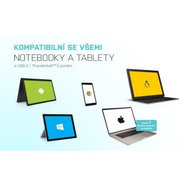 I-tec dokovací stanice USB-C Metal Ergonomic 4K 3x Display, Power Delivery 85W + univerzální nabíječka 100W (bundle)