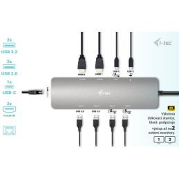 I-tec dokovací stanice USB-C Metal Nano 2x HDMI, Power Delivery 100W + univerzální nabíječka 100W (bundle)