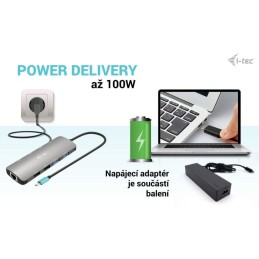 I-tec dokovací stanice USB-C Metal Nano 2x HDMI, Power Delivery 100W + univerzální nabíječka 100W (bundle)