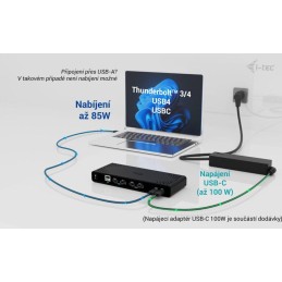 I-tec dokovací stanice Universal Dual 4K Display, Power Delivery 85W + i-tec USB-C nabíječka 100W