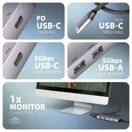 AXAGON multi USB-C 5v1 hub / HMC-5H60 / USB 3.2 Gen1 / 1x PD 100W / 1x USB-C / 2x USB-A / HDMI / 15cm