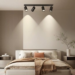 IMMAX PUNTO-4 stropní, nástěnné bodové svítidlo linear, 4 hlavy, černé, pro zdroj typu GU10