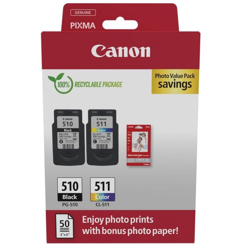Canon inkoustová náplň PG-510/CL-511+ 4x6 Phot Paper(GP-501 50sheets)