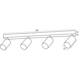 IMMAX PUNTO-4 stropní, nástěnné bodové svítidlo linear, 4 hlavy, černé, pro zdroj typu GU10