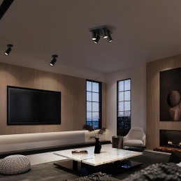 IMMAX PUNTO-4S stropní, nástěnné bodové svítidlo, čtverec, 4 hlavy, černé, pro zdroj typu GU10