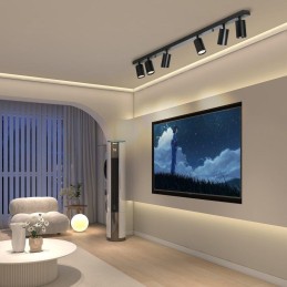 IMMAX PUNTO-6 stropní, nástěnné bodové svítidlo, linear, 6 hlav, černé, pro zdroj typu GU10