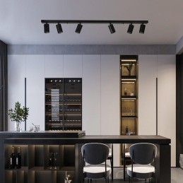 IMMAX PUNTO-6 stropní, nástěnné bodové svítidlo, linear, 6 hlav, černé, pro zdroj typu GU10