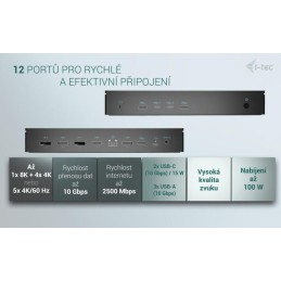 I-tec dokovací stanice Universal 5x 4K Display Docking Station, Power Delivery 100W