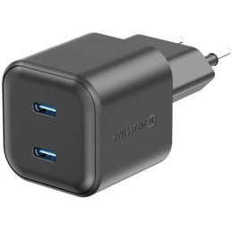 Swissten síťový adaptér gan 2x usb-c 20w power delivery černý