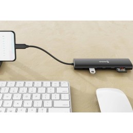 Swissten usb-c hub 7-in-1 (usb-c 100w, hdmi 4k, 1x usb-a 3.0, 2x usb-a 2.0, sd, micro sd) aluminium