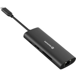 Swissten usb-c hub 8-in-1 (usb-c 100w, hdmi 4k, lan rj45, 2x usb-a, 1x usb-c 5gbps, sd, micro sd) aluminium