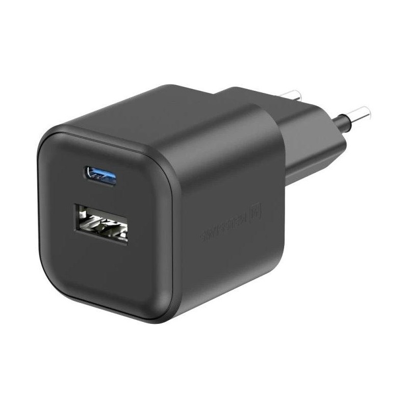 Swissten síťový adaptér 12w 1x usb-c + 1x usb-a  černý