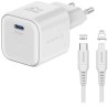 Swissten GAN 1x USB-C 20W Power Delivery Power Adapter Biały + Kabel danych USB-C/Lightning 1,2 m Biały
