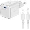 Swissten GAN 1x USB-C 35W Power Delivery Power Adapter White + USB-C/Lightning Data Cable 1.2m White