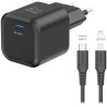 Swissten sieťový adaptér gan 1x usb-c 35w power delivery čierny + dátový kábel usb-c/lightning 1,2 m čierny