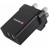 Swissten sieťový adaptér 2x usb 10,5w pre uk zásuvku čierny