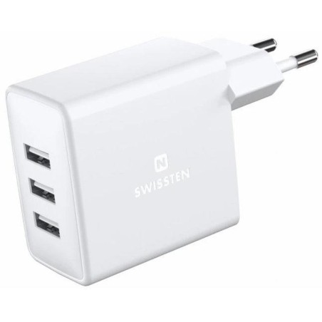 Swissten síťový adaptér 3x usb 15w bílý