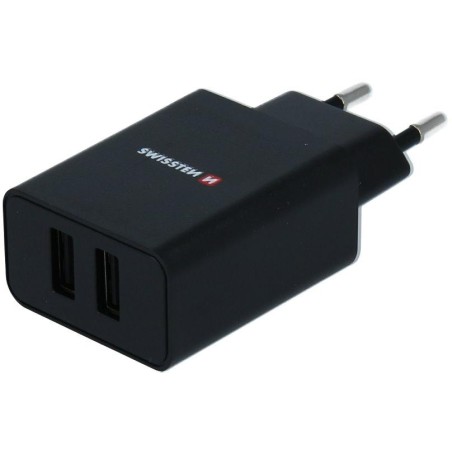 Swissten síťový adaptér smart ic 2x usb 2,1a power černý (eco balení)