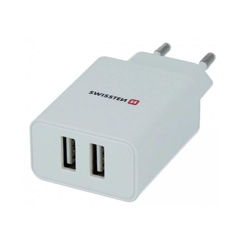 Swissten síťový adaptér smart ic 2x usb 2,1a power bílý (samoprodavač)