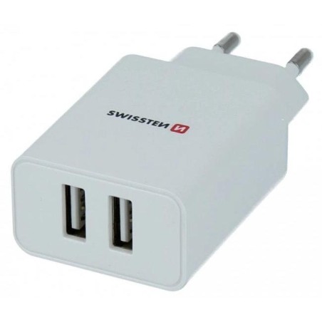 Swissten síťový adaptér smart ic 2x usb 2,1a power bílý (samoprodavač)