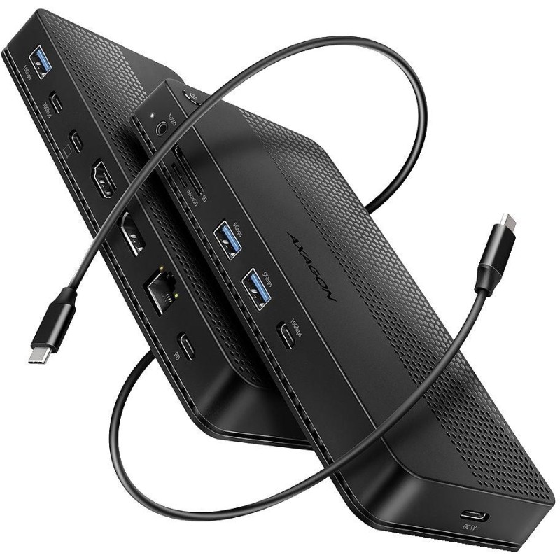 AXAGON dockovací stanice USB4 40Gbps s duálním 4K výstupem / HMC-U4 / HDMI / DP / PD100W / 5x USB / USB-C kabel 80cm
