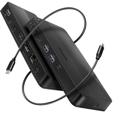 AXAGON dockovací stanice USB4 40Gbps s duálním 4K výstupem / HMC-U4 / HDMI / DP / PD100W / 5x USB / USB-C kabel 80cm