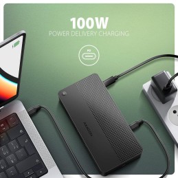 AXAGON dockovací stanice USB4 40Gbps s duálním 4K výstupem / HMC-U4 / HDMI / DP / PD100W / 5x USB / USB-C kabel 80cm