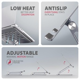 AXAGON hliníkový LQ stojan pro notebooky velikosti 10" - 16" / STND-LQ /  Nastavitelná výška/úhel